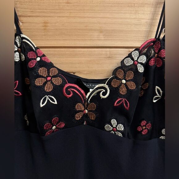 Malizia La Perla Size Small Silk Mesh Floral Bodice Intimates Slip Night Gown - Picture 3 of 13